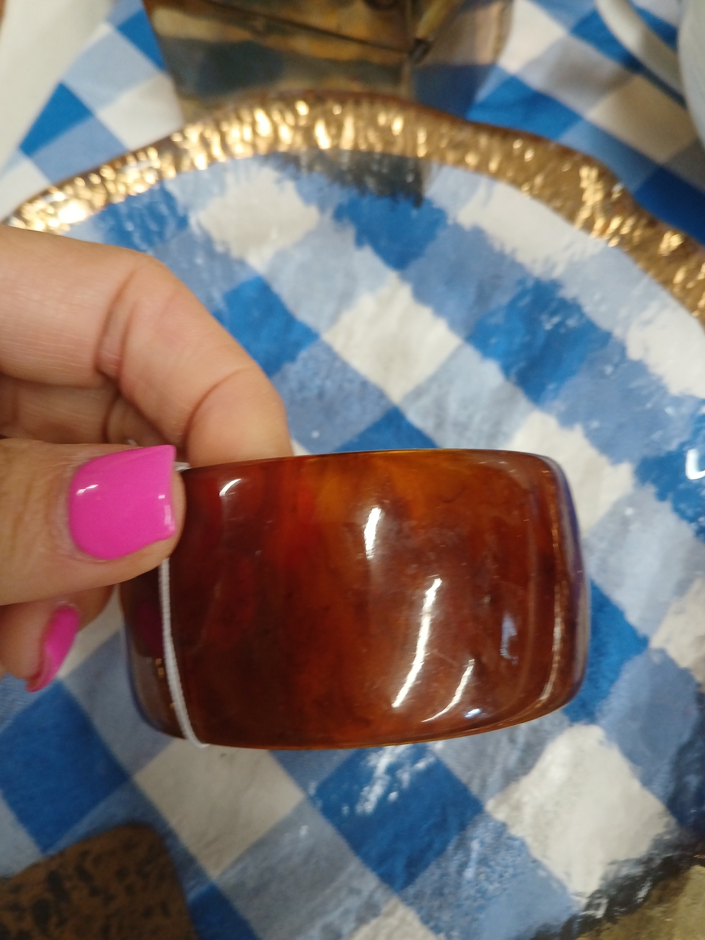 Vintage Bakelite Wide Root Beer Swirl Bracelet